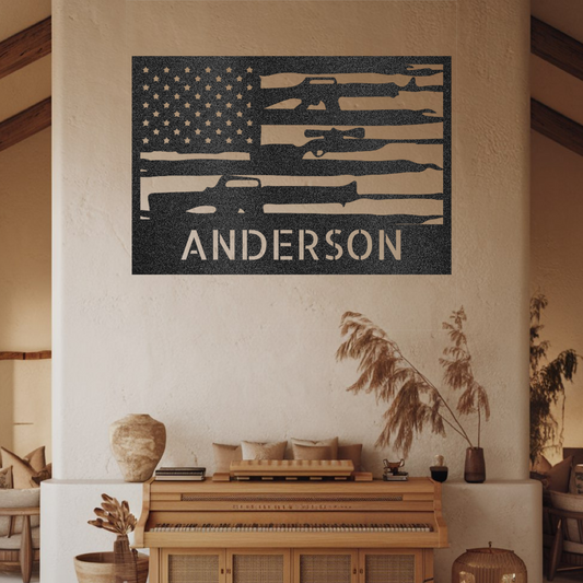 Customizable American Flag with AR Stripes Metal Wall Art