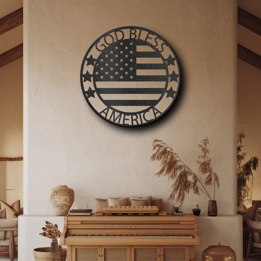 God Bless America Circle US Flag