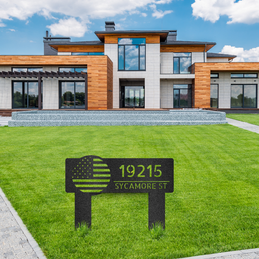 Customizable American Flag Address Sign