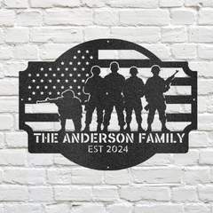 Customizable Soldiers and American Flag Family Sign