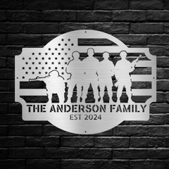 Customizable Soldiers and American Flag Family Sign