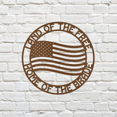 "Land of the Free Home of the Brave" Encircled American Flag Metal Wall Art