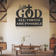 Artistic "With God All Things Are Possible" Metal Wall Art