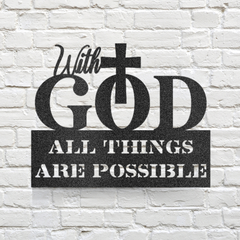 Artistic "With God All Things Are Possible" Metal Wall Art