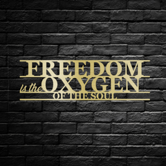 Artistic "Freedom is the Oxygen of the Soul" Metal Wall Art