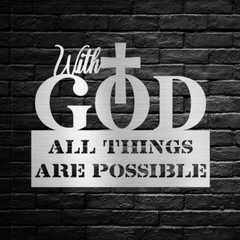 Artistic "With God All Things Are Possible" Metal Wall Art