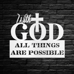 Artistic "With God All Things Are Possible" Metal Wall Art