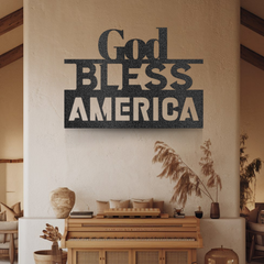 Artistic "God Bless America" Metal Wall Art