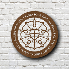 Luther Rose Cross with Five Solas of the Reformation Metal Wall Art