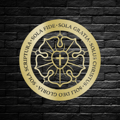 Luther Rose Cross with Five Solas of the Reformation Metal Wall Art