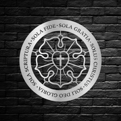 Luther Rose Cross with Five Solas of the Reformation Metal Wall Art