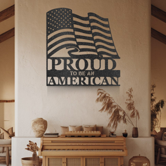 "Proud to Be an American" US Flag Metal Wall Art